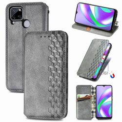 Kompatibel med Realme C12 Flip Case Etui Vintage Wallet Flip Cover med magnetisk lukning Coque - Blå grå