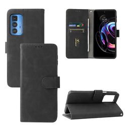 Etui til Motorola Moto Edge 20 Pro Cover Premium læder med kortholder Flip Folio magnetisk etui Etui Coque - sort