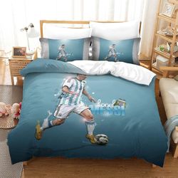 Messi 3D-tulostuspussilakana mikrokuitupeitto vetoketjusulkimella lapsille, teini-ikäisille, aikuisille, vuodevaatteet 3-osainen setti (jalkapallon...