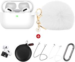 AIR Beskyttende silikoneetui til AirPods Pro (2019-udgivelsen) (LED foran synlig) med 1 nøglering/2 rem/1 urremholder/1 hovedtelefonetui (pakke med...