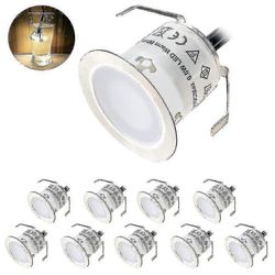 Pakkaus 10 ulkona upotettu led-kohdevalo, IP67 vedenpitävä, lämmin valkoinen 3000k valo, 32mm 0.6w dc12v