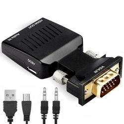 Dercass Vga til Hdmi-adapter med lyd-pc til tv-skærm projektor Active Converter 1080p