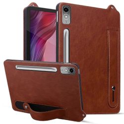 varten Lenovo tab P12 kotelo käsihihna jalusta nahkainen tabletin kansi - ruskea Monivärinen Brown
