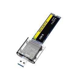 M2 SSD-etui M.2 til USB 3.0 5 Gbps højhastigheds SSD-kabinet til Sata M.2 Ngff SSD 2242 2260 2280mm Ca Gennemsigtig