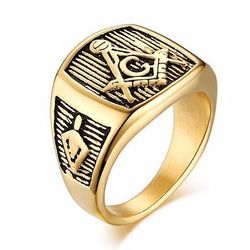 Bricks Masons Mester murer murer murske firkantet og kompas frimurerisk ring B 9