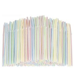 Aoweisia Plastic Drinking Lang stribet engangs sugerør Flerfarvede 100pcs
