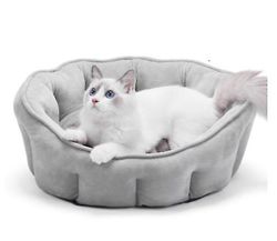 Handuo Blød Fleece Pet Hund Cat Bed Varm Dot Bed House Plys Cozy Nest Mat Pad Grå