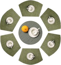 Pyöreän pöydän paikkamatot 7 kudotun vinyylin sarja 6 kiilamattoa keskipisteellä Pyöreä matto keittiön pöydälle Pyöreät pöytämatot pyyhi puhtaaksi ...