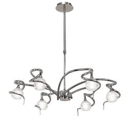 Inspired Lighting Dali teleskopisk loftsvedhæng Semi Flush Cabriolet 6 Light G9, poleret krom