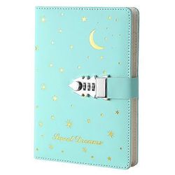 Lukittava päiväkirja A5-salasana Muistikirja Tähti Kuun kuvio PPersonal muistilehtiö lukitulla toimistolla Koulun paperitavarat Opiskelijalahja Vihreä