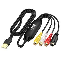 USB-videosieppauskorttisovitin 1080P VHS VCR TV-digitaalimuunnin RCA-USB-liitinkaapeli Windowsille Mac OS: lle Linuxille Androidille A