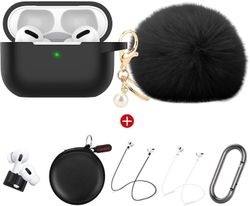 AIR Beskyttende silikoneetui til AirPods Pro (2019-udgivelsen) (LED foran synlig) med 1 nøglering/2 rem/1 urremholder/1 hovedtelefonetui (pakke med...