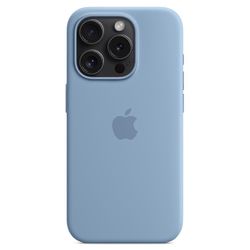 Silikoninen puhelimen suojus iPhone 15 Pro -kotelolle, joka on yhteensopiva MagSafe-aaban kanssa Vaaleansininen