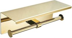 Kaksinkertainen wc-paperin pidike kulta tyylikäs kulta viimeistely käytännöllinen säilytyshylly helppo asennus