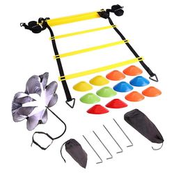 Mikasa Justerbar fodarbejde Fodbold Fitness Speed Trin Agility Ladder Træningsudstyr Kit med modstand Farverige