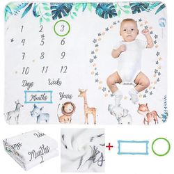 Kuukausittainen vauvan peitto, Milestone Baby Blanket Kuukausittainen Milestone Vastasyntynyt erittäin pehmeä, henkilökohtainen lahja vauvakutsuill...