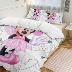 v4266 Lakanat Vuodevaatteet Minni HiiriCartoon Collection 3-osainen peittosetti, henkilökohtainen vuodevaatteiden sisustus lapsille ja teini-ikäisi...