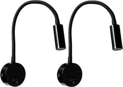 Augro 2kpl musta 3W seinän lukulamppu, säädettävä kaulalamppu, yöpöytävalaisin, kytkin LED silmähoito lämmin valkoinen