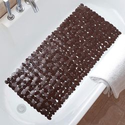Peipeij 40cm * 88cm Pikkukylpymatto, liukumaton kylpymatto suihkualtaalle, jossa on tyhjennysreiät ja imukupit, konepestävä kylpyhuonematto (ruskea)