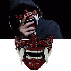 Smallbee Mike Half Face Assassin Ronin Samurai Mask Demon Oni Mempo japansk latex maske for voksne