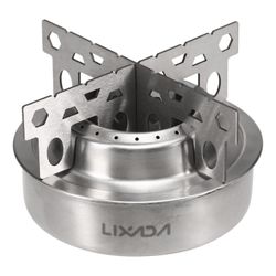 Lixada Utendørs Camping Titanium Mini Alkohol Komfyr med Cross Stand Stove Stainless steel