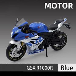 1/12 Suzuki GSX-R1000R L7 kevytmetallivalettu moottoripyörämalli leluautokokoelma Autobike shork-absorber off road autopyörä lelulahja Sininen ilma...