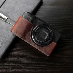 Ricoh Gr II Grii Griii Griiix Gr2 Gr3 Gr3x avoin akkumalli Ricoh Gr II kotelo nahkaiselle kameralaukulle Half Boay GR2 tummanruskea