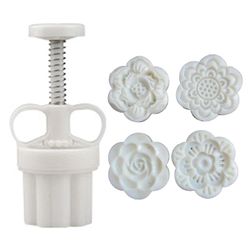 Estone Plastic Mooncake Mold 50/75/83/100g Cookie Cutter Med Flower Stamp Hand Tryk Diy Green Bean Wienerbrød Mould 3