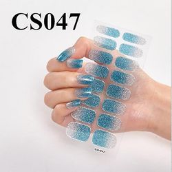 16 stykker / ark Fuld dækning indpakket neglelak sticker strimler Nail Art Dekoration Solid Color CSO47 3pcs