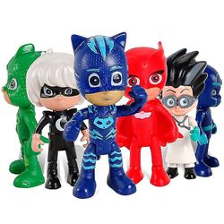 6pcs / sett Pj masker Catboy kappe actionfigurer barn leketøy gave 60 pcs