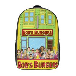 Bob's Burgers School -reppu olkalaukku 17 tuuman rento päiväreppu opiskelijakirjalaukku kevyet kannettavan tietokoneen reput 16.1 X 11.8 X 4.5inches