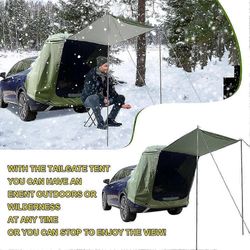 Retkeilyteltta maastoautomökki markiisilla Wide View -auton takaluukku repeytymätön teltta Musta Ilman tukia