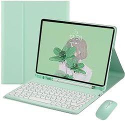 Ersam ipad tastatur tilfelle med mus retro runde tastehetter avtakbaremintgreen