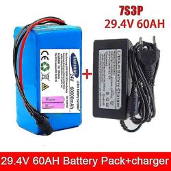 24v 60ah 7s3p 18650 batteri lithiumbatteri 24v 60000mah elektrisk cykelknallert elektrisk lithiumionbatteri + 2a oplader 30000mAh