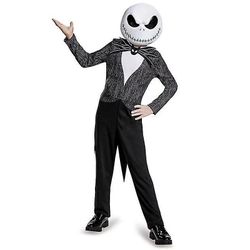 Jack Skellington kostume til børn med maske sort 105-115cm