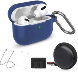 AIR Beskyttende silikoneetui til AirPods Pro (2019-udgivelsen) (LED foran synlig) med 1 nøglering/2 rem/1 urremholder/1 hovedtelefonetui (pakke med...