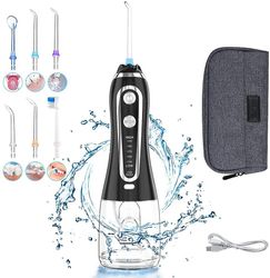 AIR Trådløs vand flosser til tænder w Gravity Ball 5 Modes 6 Vand Jet Tandtråd IPX7 (Sort)