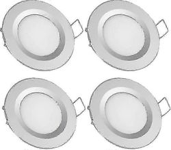 4 x LED upotettava kohdevalo 12v reikä 58-65mm 3w 3200k upotettava kattovalaisin matkailuautovene asuntovaunu van jahti lämmin valkoinen (hopea vii...