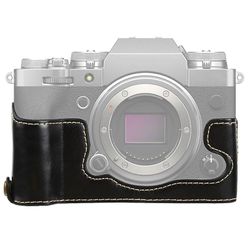 JVY 1/4 tommer gevind PU læderkamera halv taske base til FUJIFILM X-T4 (sort)