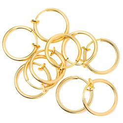 BodyJewelryOnline Falske ørering læbe næse mave øjenbryn ikke-piercing ringe - 10 pack - guld i.p.