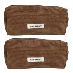 2kpl vakosamettikynäkotelo iso lokero, monikäyttöinen kynäkotelo kynälaukku matkameikin säilytyslaukku tytöille naisille ruskea