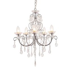 Endon Collection Lighting Tabitha 5 Lys Badeværelse Loft Vedhæng Lys Chrome, Klar Crystal (K9) Glas Detalje IP44, G9
