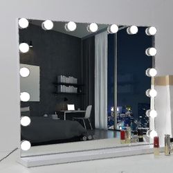 (Ingen speil) 70 x 55 cmhollywood forfengelighet speil med 3 farger lys 14 dimbare LED-pærer, stor sminke kosmetisk speil med usb lading, bare pærer