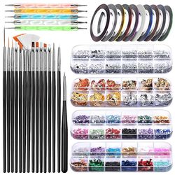 Grape Pp Akryl Nail Tilbehør Kit, 3d Nail Art Dekorationer Kit med Nail Pen