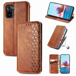 Kompatibel med Xiaomi Redmi Note 10 4g Flip Case Etui Vintage Wallet Flip Cover med magnetisk lukning Coque - Blå brun