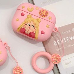 AIR Sjovt sødt 3D-tegneserieetui til AirPods pro Sailor Moon-Smuk pigehængende ring