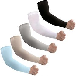Upf50 + aurinko Uv-suoja jäähdytysholkit, 5 parin kompressioholkki käsivarren tatuointisuojaan Musta valkoinen harmaa beige sininen