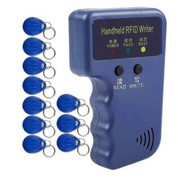 Kädessä pidettävä 125 kHz: n Rfid-lukija Writer Duplicator -kopiokone, Päivitä henkilökortin klooneriohjelmoija, 10kpl