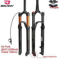 Bolany Cykel Gaffel Solo Air med rebound Justering Mtb Bike Front Suspension 26/27.5/29er Straight/tilspidset Rl/lo Quick Release 26 Lige manual