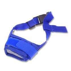 1pc Pet Hund justerbar maske bark bid mesh mund næse blå L